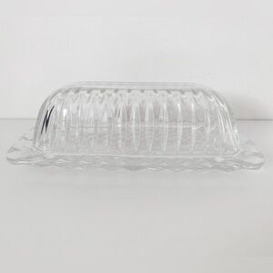 Vintage Clear Glass Butter Dish – Two-Piece Set